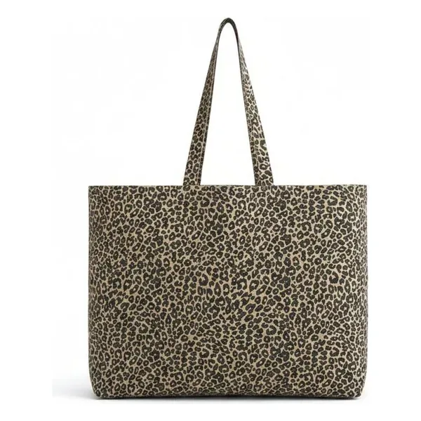 Leopard print canvas oversized tote bag